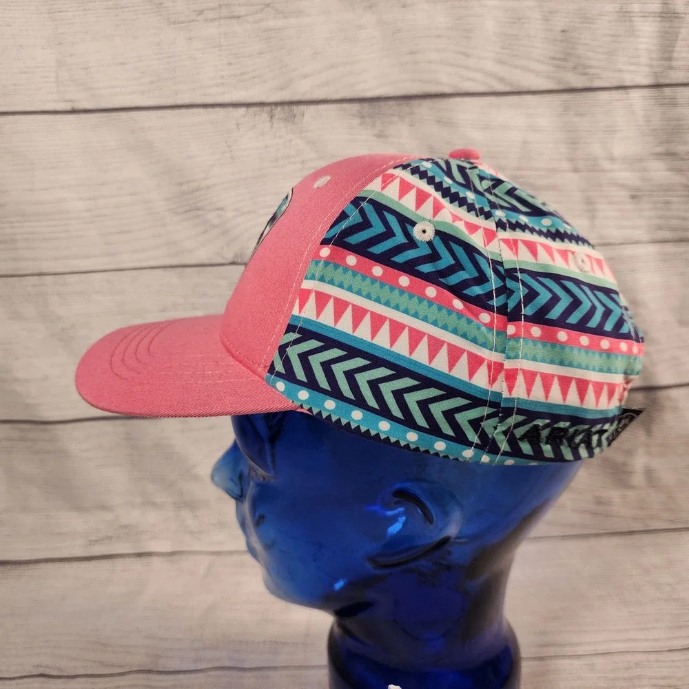 Ariat Youth Pink Southwestern Geometric Snapback Trucker Hat Embroidered Logo